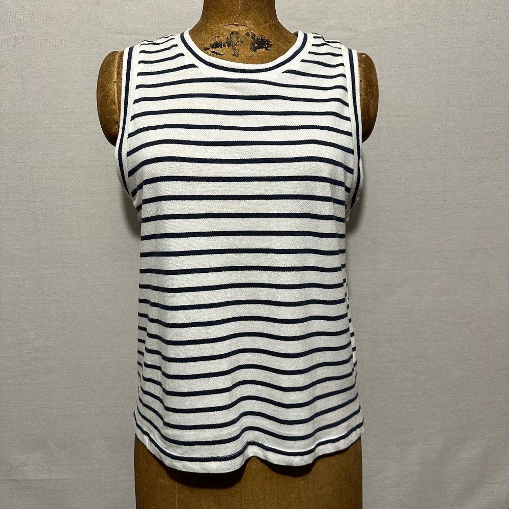 Rails White & Navy Striped Tank Top